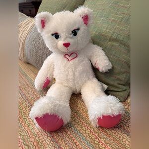 Build-A-Bear White and Pink Sassy Kitty Plush Toy